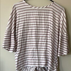 Express Striped Blouse - White and Brown